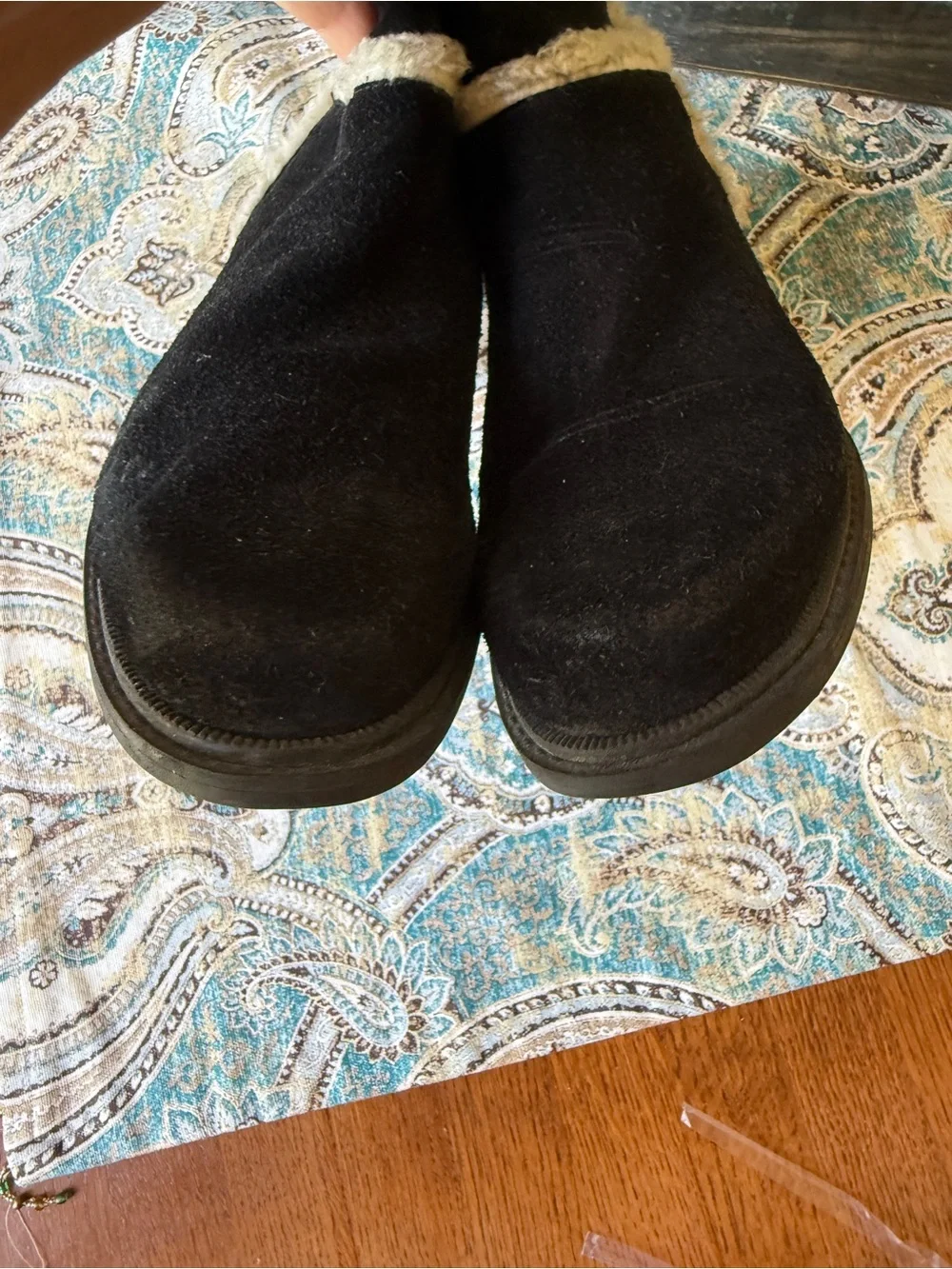 Donald J Pliner Black Suede Shearling Trim Heeled Ankle Boots Women’s 8M Vintage
